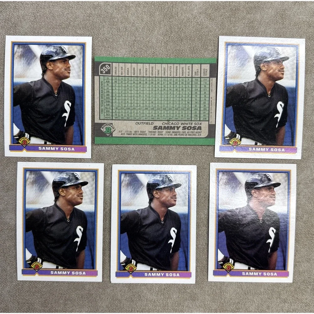 1991 Bowman Baseball Sammy Sosa #350‎ Chicago White Sox Card Lot Of 6 Ungraded